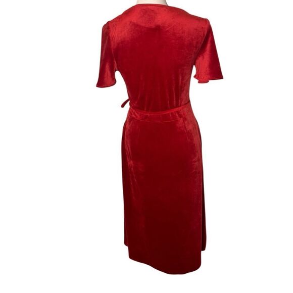 Marine Layer Viola Velour Wrap Dress - Red Dhalia XS - Picture 4 of 7